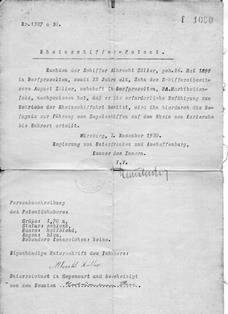 Segelpatent Rhein Großvater Albrecht